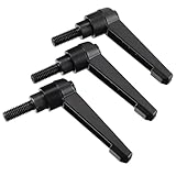 Holibanna 3pcs Adjustable Ratchet Clamping Lever M8 Male Thread Zinc Alloy Handle Push Button Ratchet Lever for Industrial Machinery and Trailer Jack Replacement