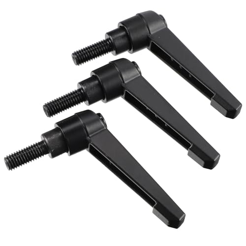 Holibanna 3pcs Adjustable Ratchet Clamping Lever M8 Male Thread Zinc Alloy Handle Push Button Ratchet Lever for Industrial Machinery and Trailer Jack Replacement