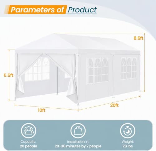 Tooluck 10x20 Large Party Tent, Waterproof Event Gazebo for 20-30 People by Tooluck - Used condition - Image 2