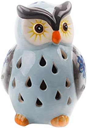 Mobestech Solar Powered Owl Light Ceramic Animal Shape Outdoor Garden Light Waterproof Figure Light for Lawn Yard Road Landscape