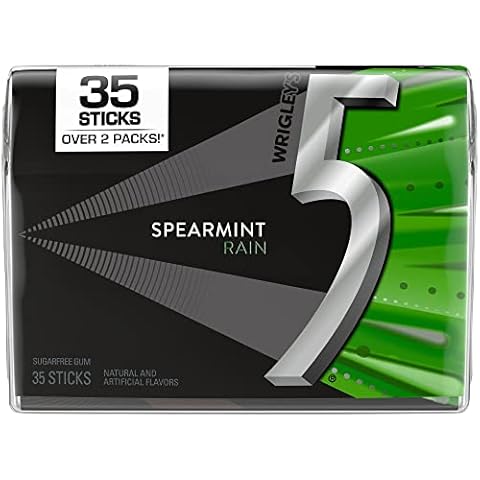 5 GUM Spearmint Rain Sugar Free Chewing Gum, 35 Stick Pack Cover