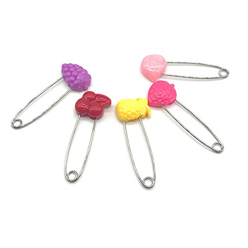 GTONEE Cute Animal Fruit Baby Safety Pins Secure Clips for Fastening Baby Clothes Diaper Napkins Stainless Steel 5CM 30PCS (Fruit)