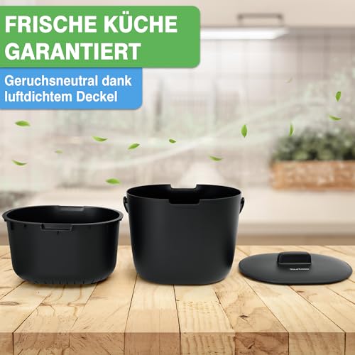 YourCasa Biomülleimer Küche 3,6L - Komposteimer für alltäglichen Biomüll Behälter Spülmaschinenfest - Geruchsdicht mit Sieb & ergonomischen… – Ansicht 8