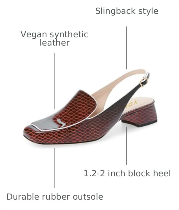 Image of YDN Women Closed Square Toe Block Low Heels Slingback Formal Loafer Dressy Shoes Office Lady Pump Size 4-15 US