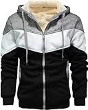 AIELVIN Men's Winter Fleece Thermal Jackets for Men Sherpa Lined Hoodies Warm Thick Jacket Outerwear DarkGrey Grey Black(995) L