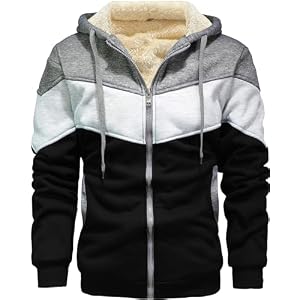 Men’s Winter Fleece Thermal Jackets for Men Sherpa Lined Hoodies Warm Thick Jacket Outerwear