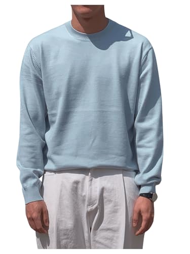 MakeMeChic Men's Long Sleeve Sweater Knit Crew Neck Lightweight Pullovers Sweaters