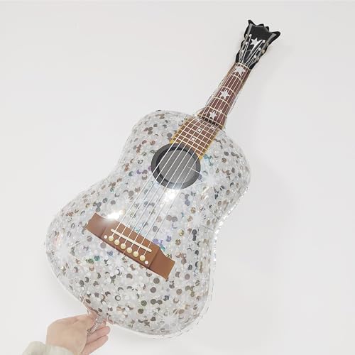 Image of Music Theme Era's Party Balloon Set - 33 Pieces Guitar Disco Ball Microphone and Music Notes Foil Balloons for Music Events Swiftie Party and Birthday Party Decorations - Colorful Latex Balloons