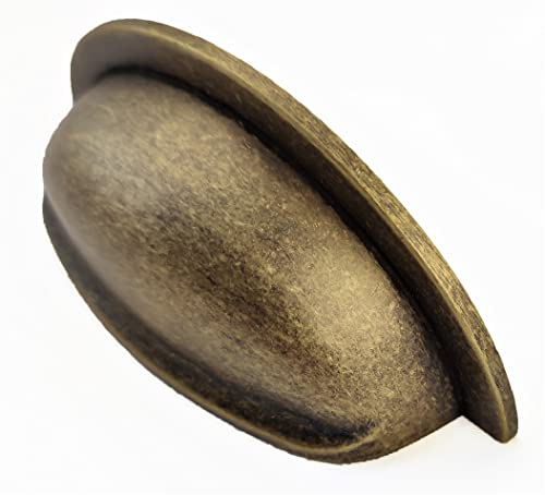 Set of 6 Cup Handles for Kitchen Cabinets & Drawers, Deep Antique Brass - Image 4