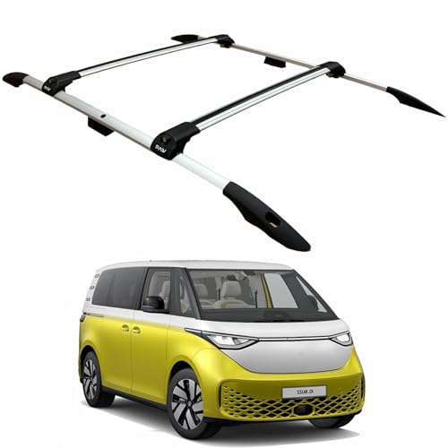AUTO PAW for Volkswagen ID.Buzz LWB L2 Aluminum Roof Side Rails and Roof Rack Cross Bars 2023 Up (Silver, Roof Side Rails and Roof Rack Cross Bars)