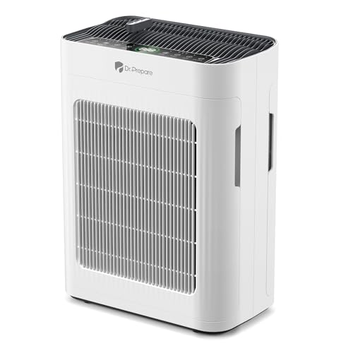 Dr.Prepare DAP01 Air Purifier for Home, Dual-Side Air Intake, Pet Mode, Smart Air Quality Sensor, CADR 300m³/h, Active Carbon & HEPA Filters for Bedroom, Dorm, Offices, Apartments, Housewarming Gifts