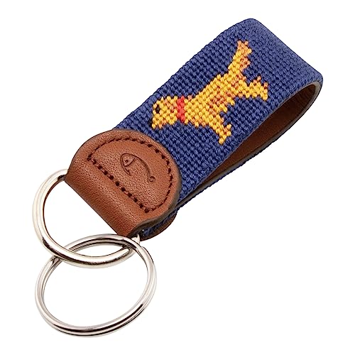 Image of Leather Hand-Stitched Needlepoint Key Fob or Key Chain