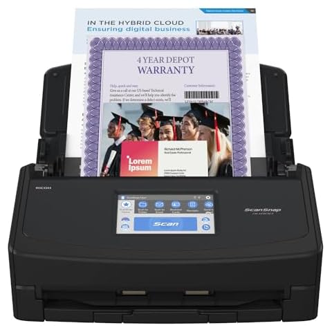 ScanSnap iX1600 Deluxe Versatile Cloud Enabled Document Scanner with Adobe Acrobat Pro for Mac or PC, Includes 4 Year Protection Plan, Black Cover