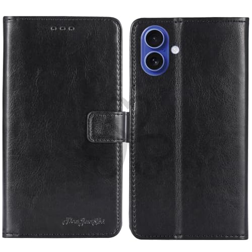 TienJueShi Black Book Stand Retro Flip Leather Protector Phone Wallet Gel Cover Etui TPU Silicone Case For Apple iPhone 17 6.3 i