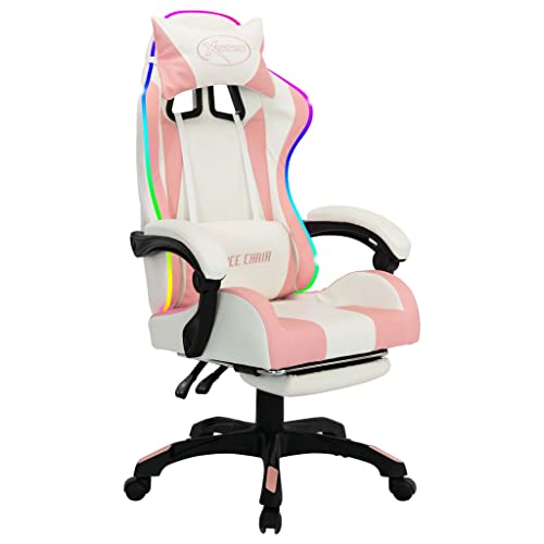 Sedia da Gaming con Luci a LED RGB Rosa e Bianca in Similpelle - Sedia gaming - Immagine 7