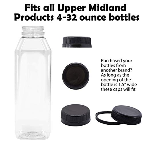 Pack of 25 Caps For Empty Juice Bottles - Black Tamper Seal Lids For Empty Plastic Juice And Milk Containers