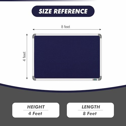 Image of YAJNAS 4X8 Feet Premium Material Blue Designed Notice Board with Acrylic Door /Soft Board /Bulletin Board /Pin-up Display Board for Study Room, Office, School & Home Use