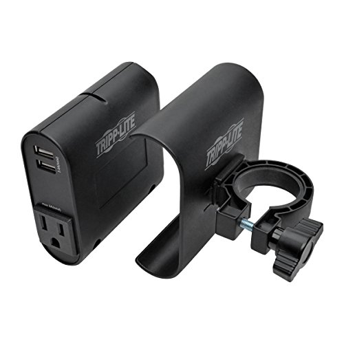 Tripp Lite AC/USB Charging Clip for Display Mounts w/ 2 USB Ports & 2 NEMA 5-15R Outlets, 6ft Power Cord (DMACUSB), Black