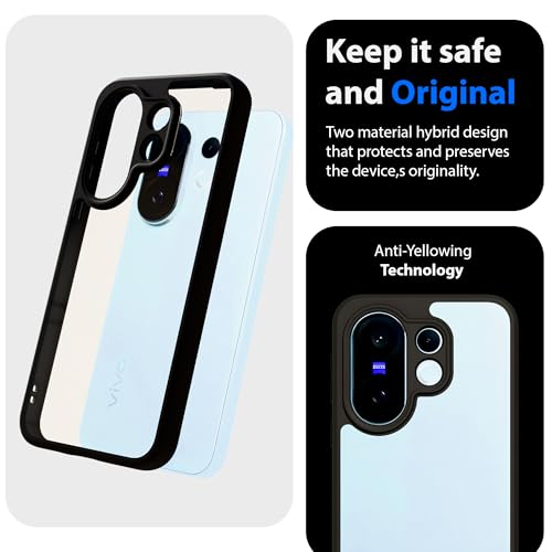 Image of KAPAVER Hybrid Series Back Cover Case Compatible with Vivo S30 PRO Mini /Vivo X200 FE 5G (PC+TPU) (Black)