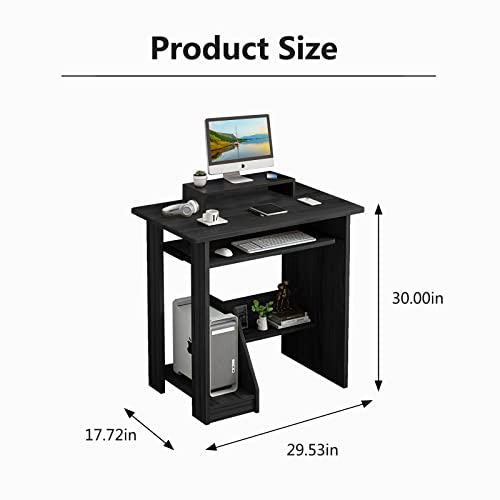 Alisened Home Office Computer Desk With Monitor Stand Keyboard Tray, 29.5 Inch Study Writing Desk Small Pc Laptop Table With Storage Shelves, Modern Workstation For Small Spaces Save Space #TOP2
