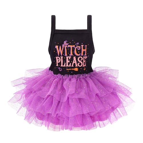 Fitwarm Witch Please Halloween Dog Tutu Dress, Funny Halloween Costumes