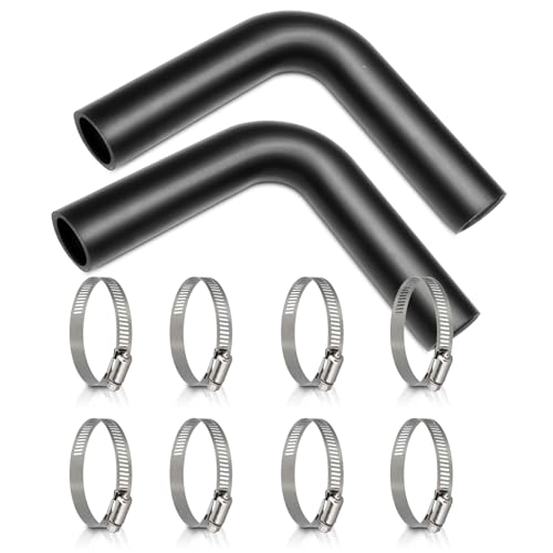 Image of Gasoline Fuel Filler Neck Hose with 8 Hose Clamps,1 1 /2 inches Inside Diameter Reinforced Gas tank filler hose (90 degree, 1 1 /2 inch ID 2pack)