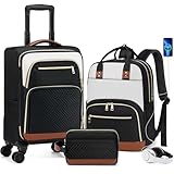 RAINSMORE Carry On Luggage 22x14x9 Airline Approved, 20 Inch Softside Suitcases with Wheels, 3 Piece Luggage Sets, Rolling Carry On Suitcase with TSA Lock for Travel Weekender