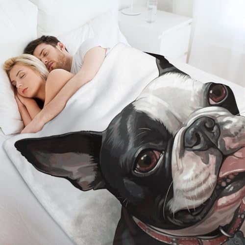 Couverture flanelle lit et voyage : plaid léger imprimé chien
