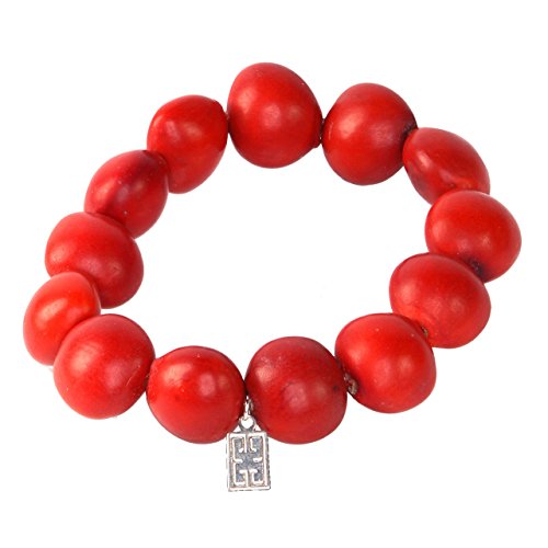 Image of EVELYN BROOKS Classic Stretchy Adjustable Beaded Bracelet for Women 6.5 inch - 7.5 inch w /Meaningful Good Luck Huayruro Seeds Beads - Great Gifts for Mom, Daughter, Sister, Aunt, Girlfriend