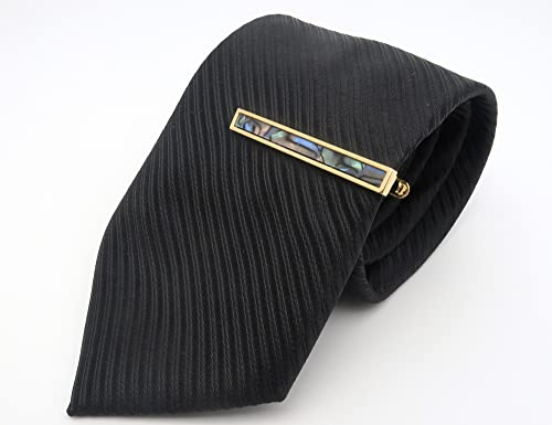 Jonwo Polished Natural Abalone Men Cufflinks And Tie Clip Set Silver Tone 14K Gold Plated Men Tie Pin Cufflinks For Wedding Tuxedo Shirt Party Birthday Anniversary (Gold Plated Round Cufflinks Tie Clip Set) #TOP2