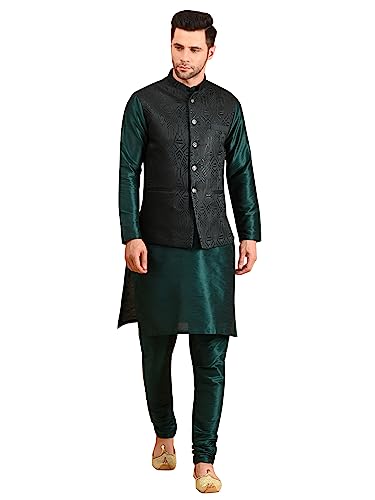 Image of Uri and MacKenzie Men's Silk Blend Kurta Pajama with Designer Ethnic Nehru Jacket /Modi Jacket