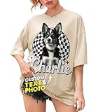 JIX & JOKY Custom Shirt with Picture Pet Face Tshirt Custom Dog Shirt for Women Shirts with Dog Face Vintage Graphic Tshirt Customize Gift for Pet Lovers on Birthday Gift