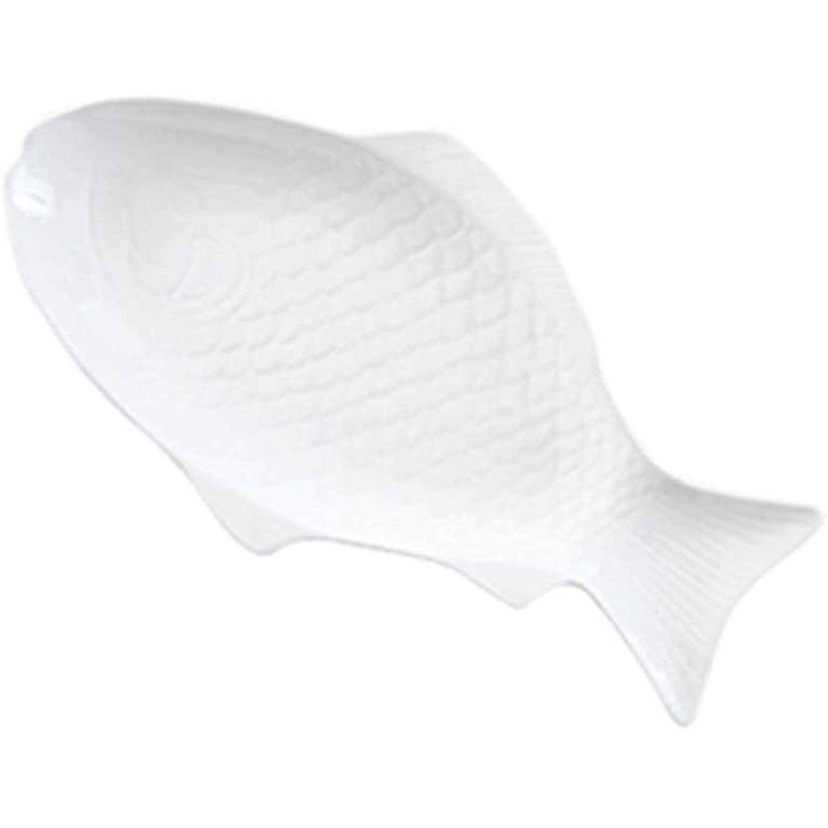 HLONGG Fish-shaped ceramic tray or plateau for living room plates, aperitifs, appetizers, sushi with feet and cheese (15 inches) white,White2