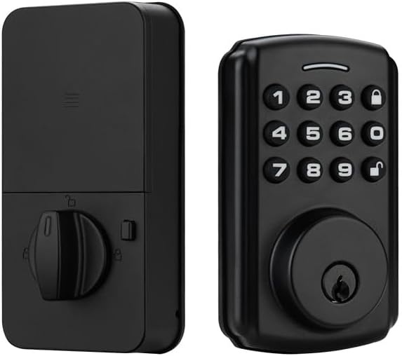 Security Lock Deadbolt Keyed Smart Entry Door Lock with Bluetooth | Connected Keypad for Code Entry and Remote Access, DS04-TUYA