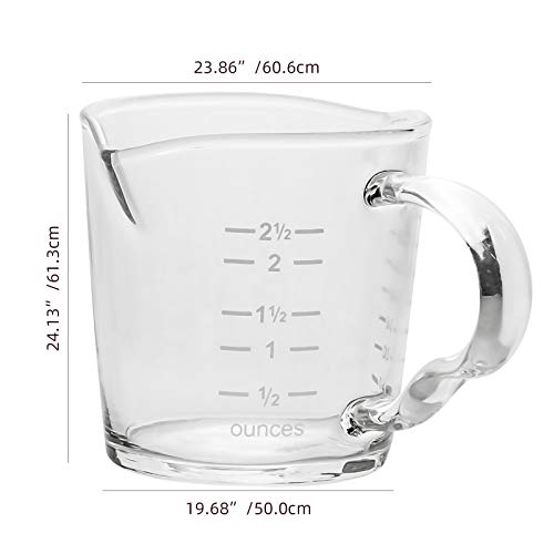 2 Pack Espresso Measuring Glass, 3-Ounce Double Spouts Shot Glass With Pouring Handle, Barista Measuring Pitcher, Heat Resistant Milk Cup #TOP1