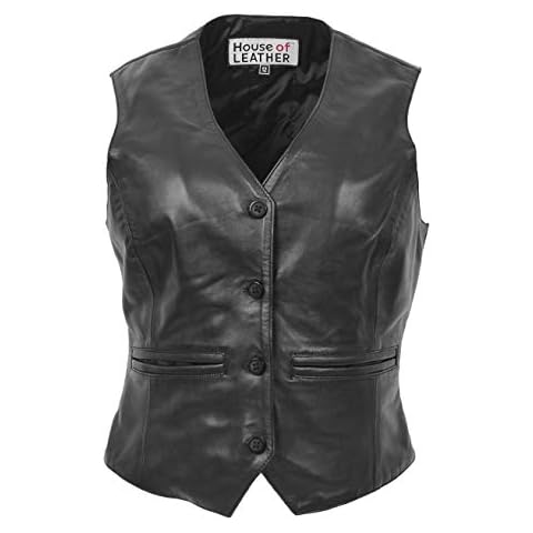 Women's Black Nappa Leather Waistcoat Rita Cover