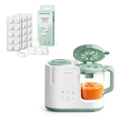 Momcozy AutoMeal Baby Food Maker & Official Descaling Tablets, One-Step Auto Steam & Blend Food Processor, Descaler for Limescale Removal
