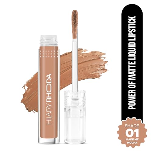 Image of Hilary Rhoda Power Of Matte Liquid Lipstick | Buildable Colour | Long Lasting & Matte Finish | Lightweight & Non-Drying Formula | Smudge Proof & Non-Transferable | 3ml (Make Me Mocha - Shade 01)