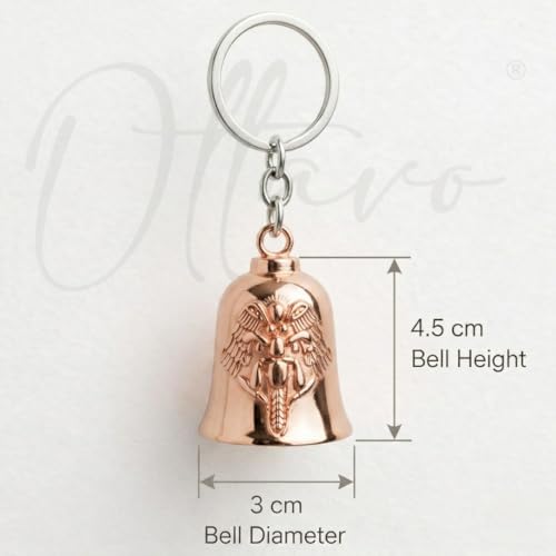 Image of OTTAVO Motorcycle Guardian Bell Keychain, Winged Bike Embossed Design, Metal, Biker Accessory