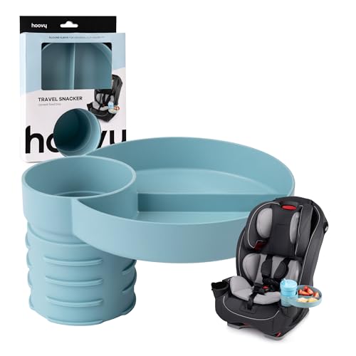 Hoovy Plastic Cup Holder Tray for Car Seat Booster Seat Stroller - Carseat Cup Holder Snack Tray - Car Seat Tray for Kids Travel - Toddler Car Seat Accessories - Sharkskin 1 Pack