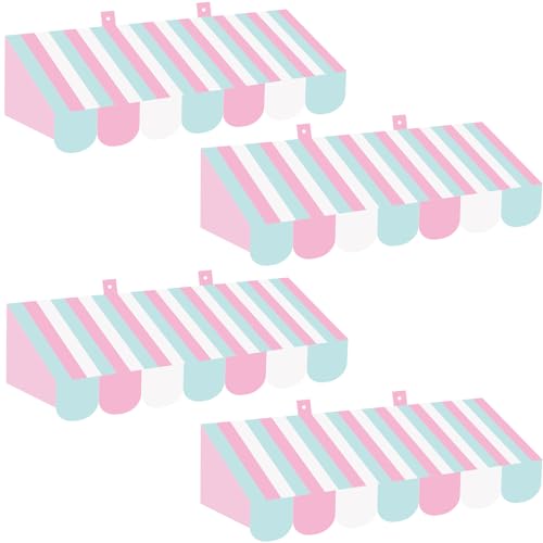 Datanly 4 Pcs 3D Awning Party Decorations for Carnival, Light Blue