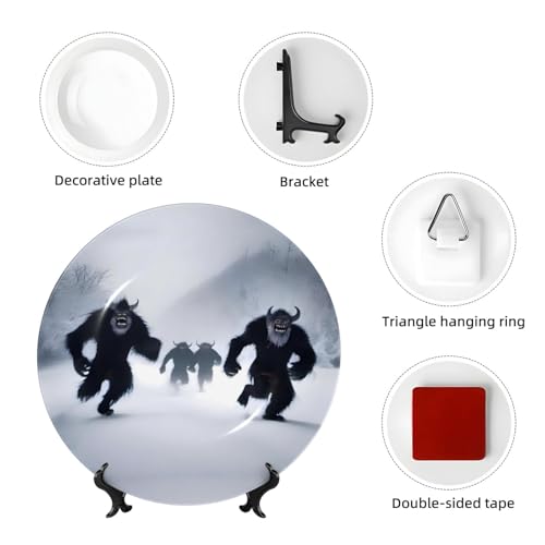 Platos decorativos de monstruo con cuernos de 8 pulgadas y soporte para mesa 5