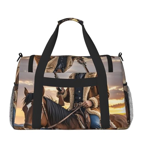 Cowboy West Travel Duffel Bag Lightweight Waterproof Carry On Tote Bag Foldable Weekender Overnight Bags Sport Gym Bag For Women Men2