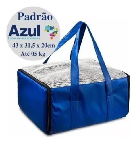 Bolsa Pet Transporte Aéreo Padrão Azul Ventilada Suporta Até 5kg Caixa Transporte De Cães E Gatos Ca