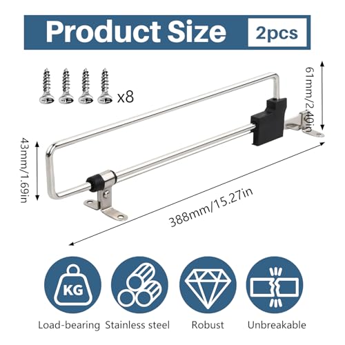 Ausziehbare Kleiderstan, 25cm Kleiderstange für Schrank Garderobenstange Ausziehbar Kleiderbügelauszug Ausziehbar Kleiderschrank Stange für Schränke und Lagerbereiche Silber