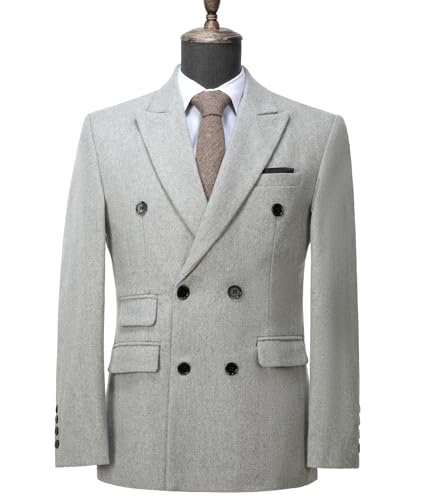 Men's Suit Double-Breasted Notch Lapel Tweed Woollen Jackets Smart Wedding Blazer Regular Fit2