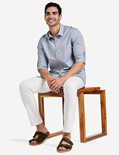 Image of Amazon Brand - Symbol Men's Cotton Shirt | Casual | Plain | Full Sleeve | Summer - Regular Fit (Available in Plus Sizes)