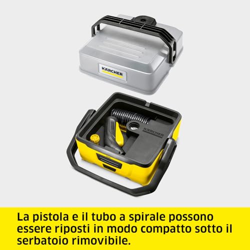 Idropulitrice Portatile A Batteria KäRcher Oc 3 Versione Adventure Con Spazzola Universale + Tubo Aspirazione Fonti D'acqua Alternative, Serbatoio Acqua Da 4L, Tubo Spiralato 2,8M, Leggera Da 2,2 Kg - 7