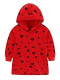 BOMDEALS Valentines Day Toddler Girls Hoodies Sweatshirt - Child Allover Heart Sweater Long Kangaroo