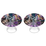Confezione da 2 pomelli rotondi per armadietti Tokyo Streets, in acciaio inox, da 2,8 cm, con viti, maniglie per porte, accessori da cucina, per bagno, armadio, porta armadio